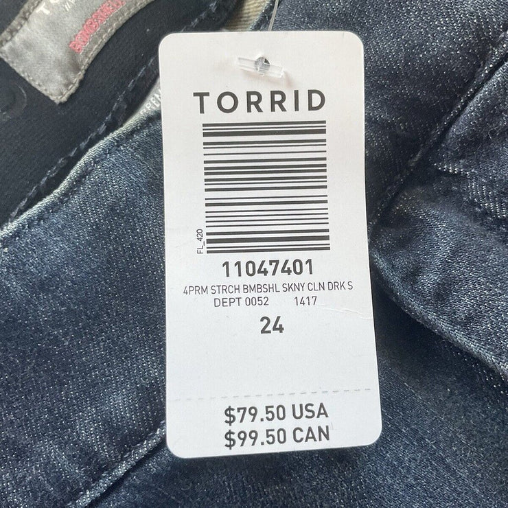 Torrid Blue Bombshell Skinny Jeans Size 24 SHORT