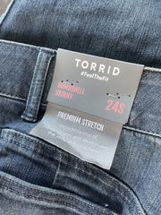 Torrid Blue Bombshell Skinny Jeans Size 24 SHORT