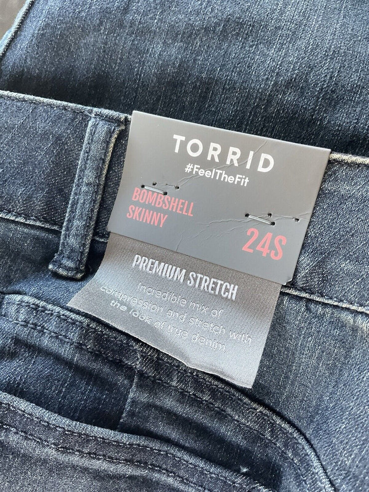 Torrid Blue Bombshell Skinny Jeans Size 24 SHORT