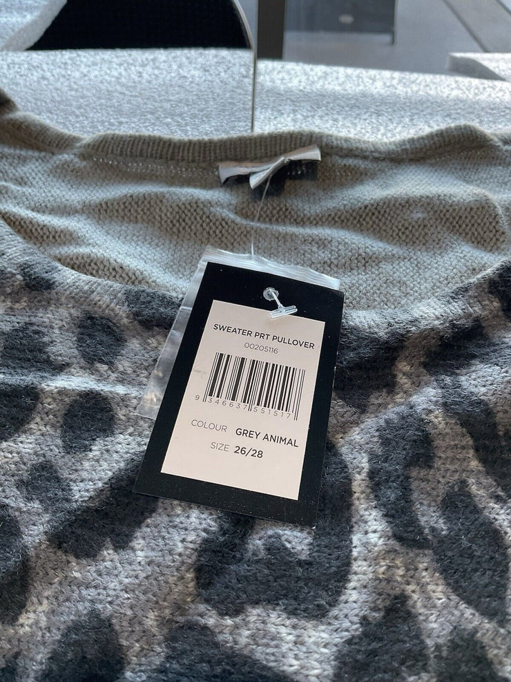 Avenue Grey Leopard Sweater Pullover Size 26/28