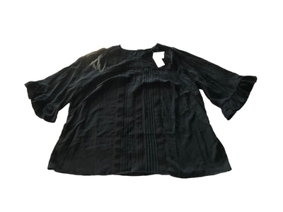 Torrid Black Washable Gauze Crochet Neck 3/4 Sleeve Blouse Size 2X