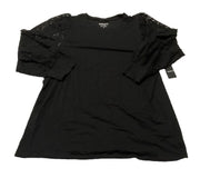 Torrid Black Supersoft Crew Neck Lace Sleeve Long Sleeve T-Shirt Size 3X