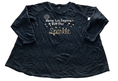 Avenue Never Let Anyone Dull Your Sparkle Black Shirt Size 26/28