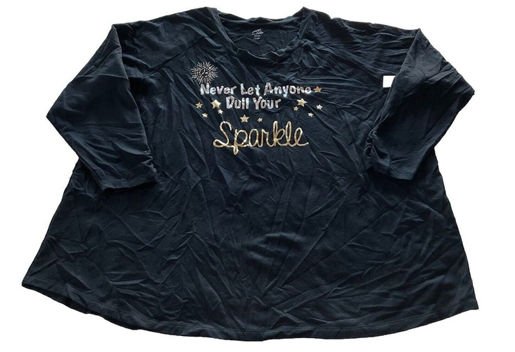 Avenue Never Let Anyone Dull Your Sparkle Black Shirt Size 26/28