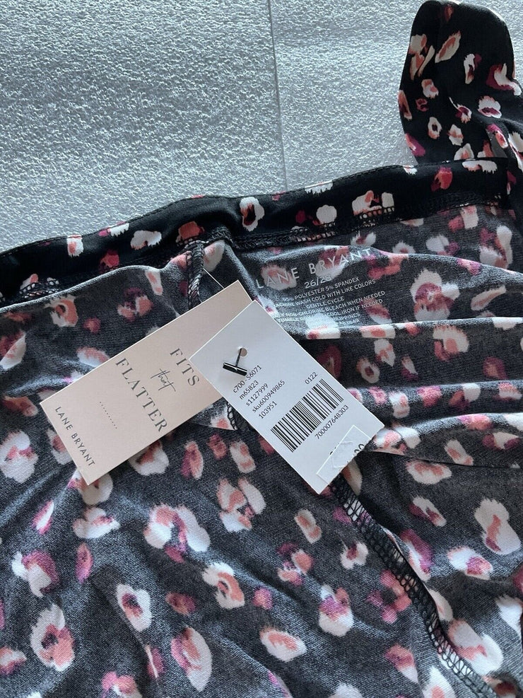 Lane Bryant Black Pink Floral Cold Shoulder Top Size 26/28