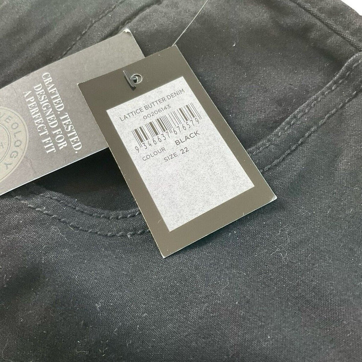 Women’s Avenue Black Ankle Lattice Butter Denim Jeans Size 22