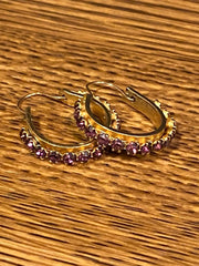 Pink/Purple Gold Hoop Earrings