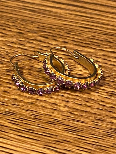 Pink/Purple Gold Hoop Earrings