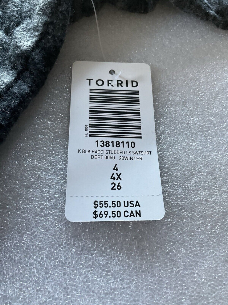 Torrid Grey Silver Studded Sweatshirt Size 4X