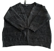 Women’s Novelty Stitch Silver Black Cardigan Size 2X