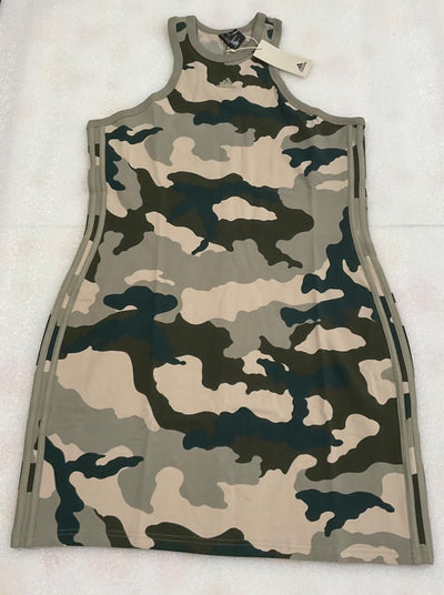 Adidas Women's 3 Stripe Green Camo Tank Dress Size S L