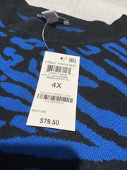 Women’s Bar III Blue Zebra Leopard Sweater Size 4X