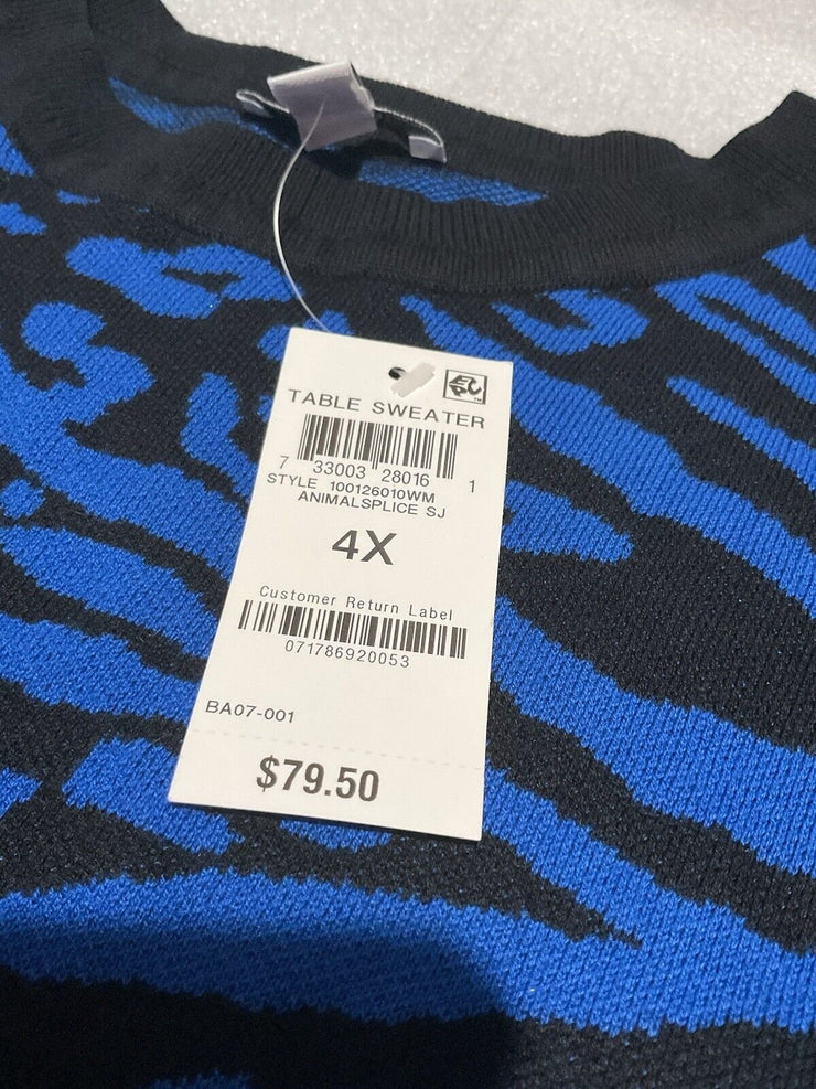 Women’s Bar III Blue Zebra Leopard Sweater Size 4X