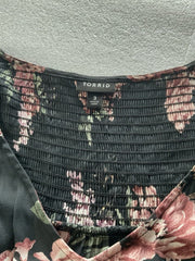 Torrid Pink Rose Gold Black Blouse Size 3X