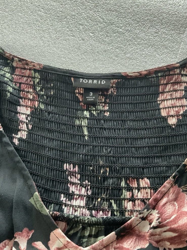 Torrid Pink Rose Gold Black Blouse Size 3X