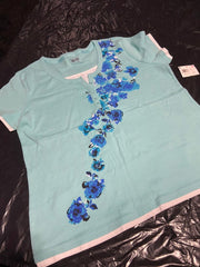 Basic Editions Blue Floral Top