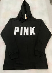 Victoria’s Secret PINK Logo Shop Campus PO Open Hem Hoodie Black