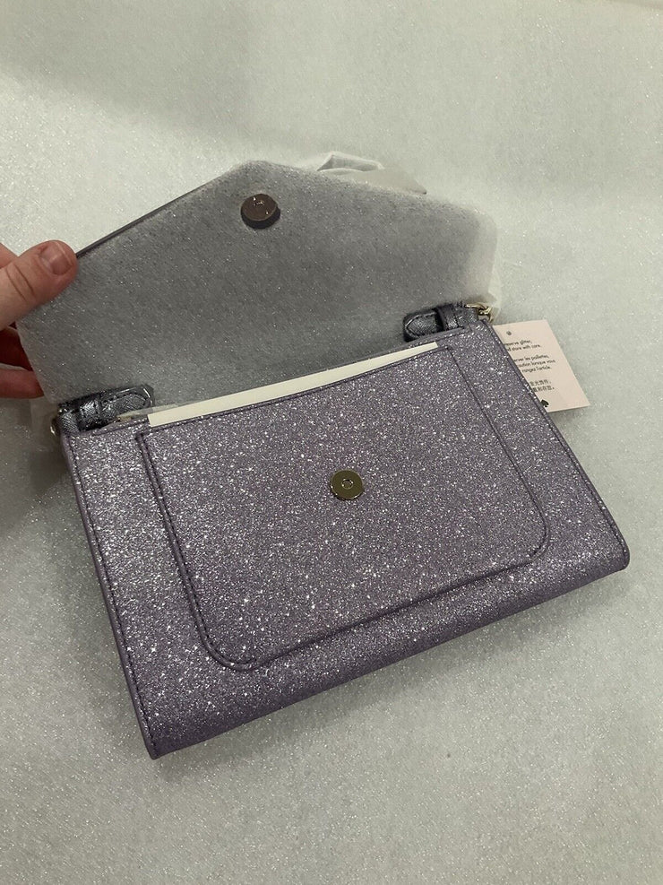 Kate Spade Glitter Tinsel Lilac Frost Flap Envelope Crossbody Bag