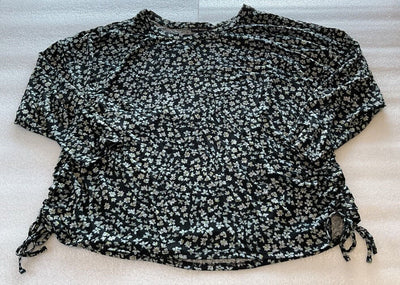 Lane Bryant Black Daisy Lone Sleeve Blouse Size 26/28