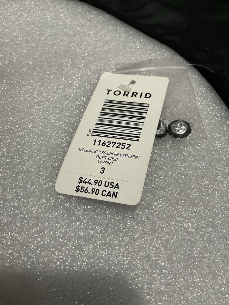 Torrid Black Lexie Chiffon Button Top Size 3X