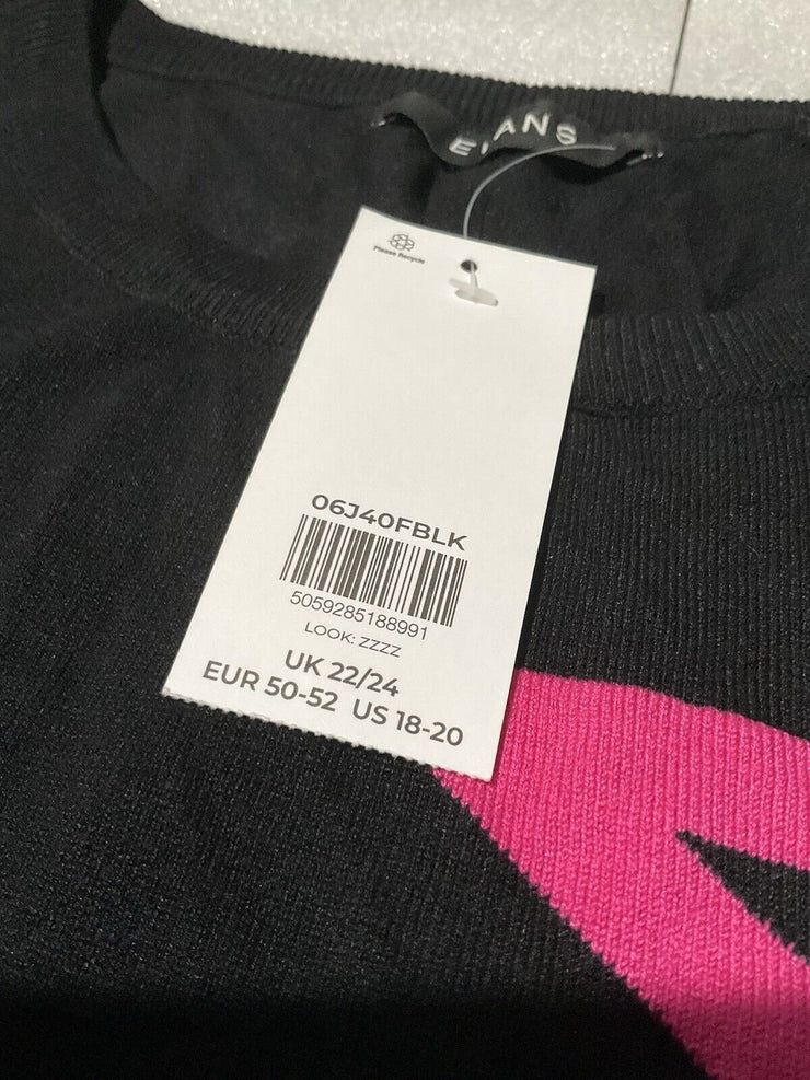 Women’s Evans Pink Star Black Sweater Size 18/20
