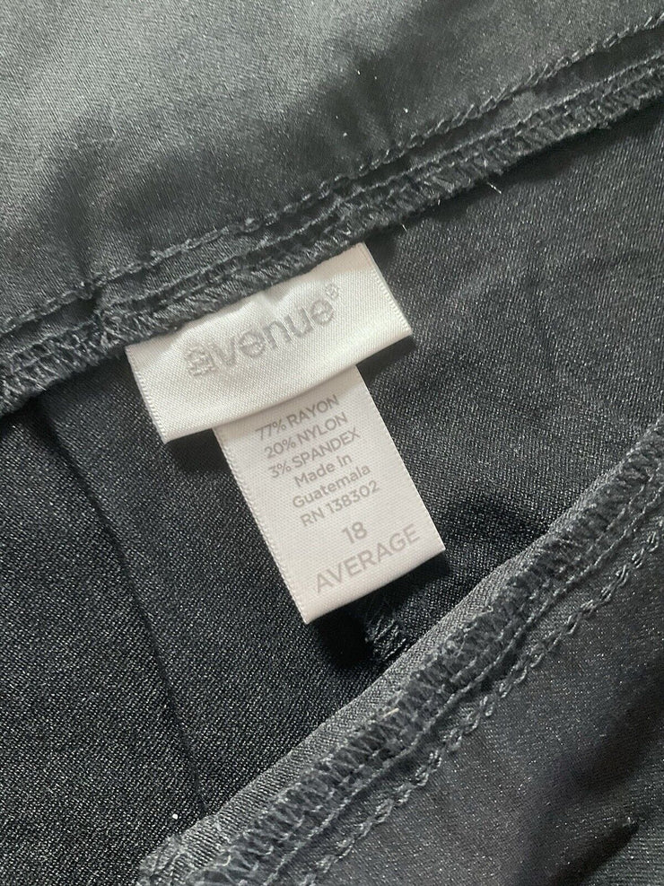 Avenue Black Zipper Super Stretch Pull On Dress Pants SIZE 18