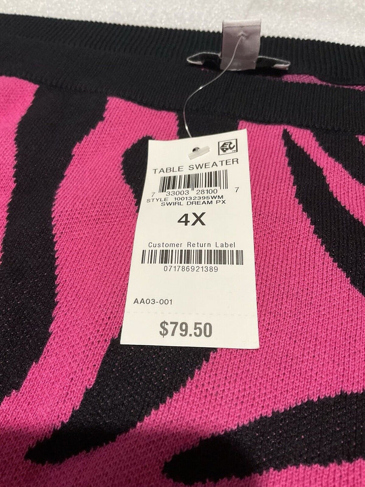 Women’s Bar III Pink Zebra Swirl Sweater Size 4X