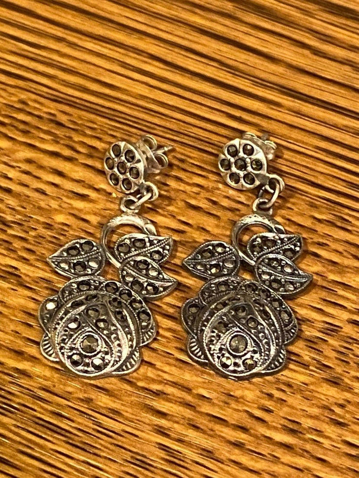 Sterling Silver Rose Earrings