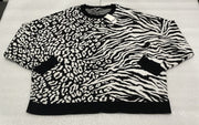 Women’s Bar III White Zebra Leopard Sweater Size 4X