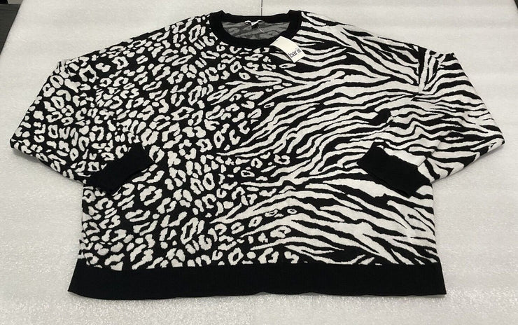 Women’s Bar III White Zebra Leopard Sweater Size 4X
