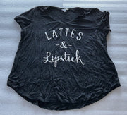 Boutique Lattes and Lipstick Black Tee Size 1X