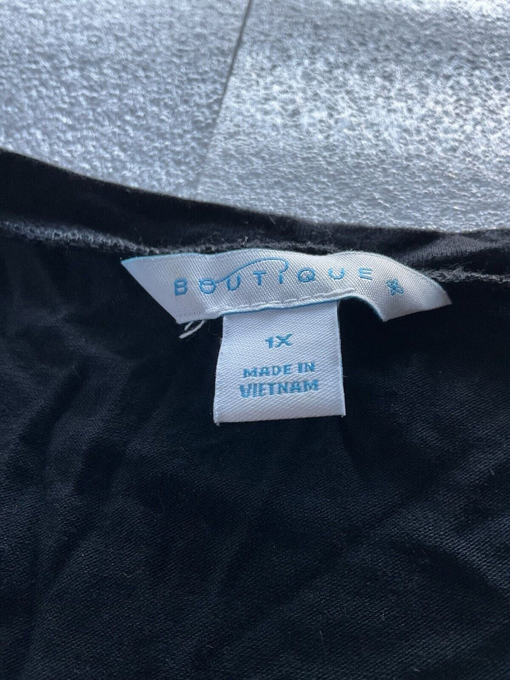 Boutique Lattes and Lipstick Black Tee Size 1X