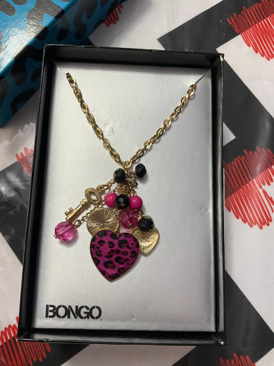 Bongo Pink Leopard Heart Necklace
