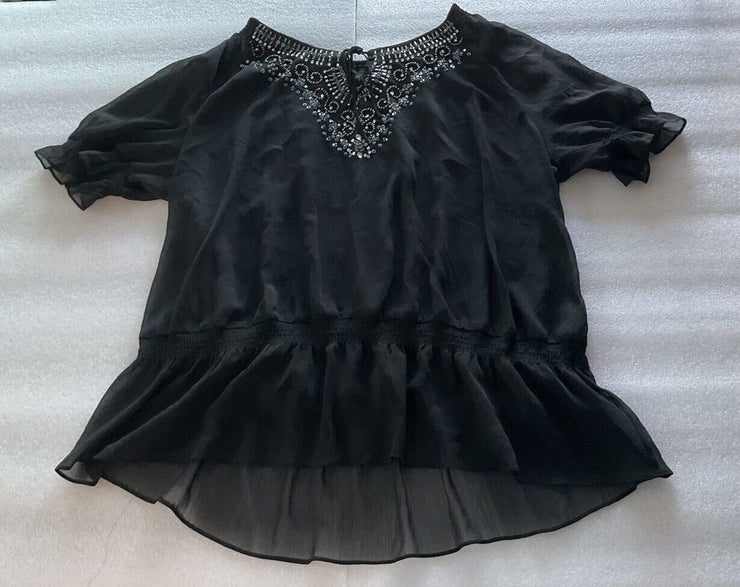 Lane Bryant Beaded Black Blouse Size 22/24