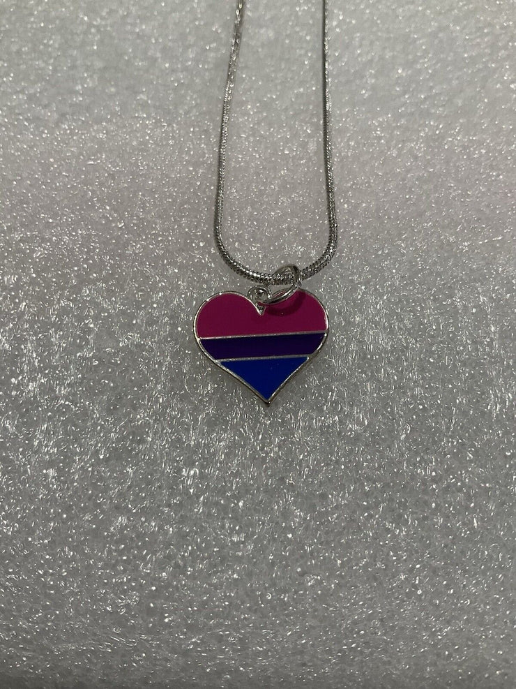 Sterling Silver Plated Bisexual Heart Necklace