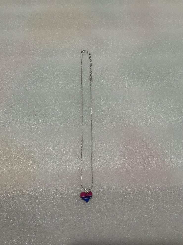 Sterling Silver Plated Bisexual Heart Necklace