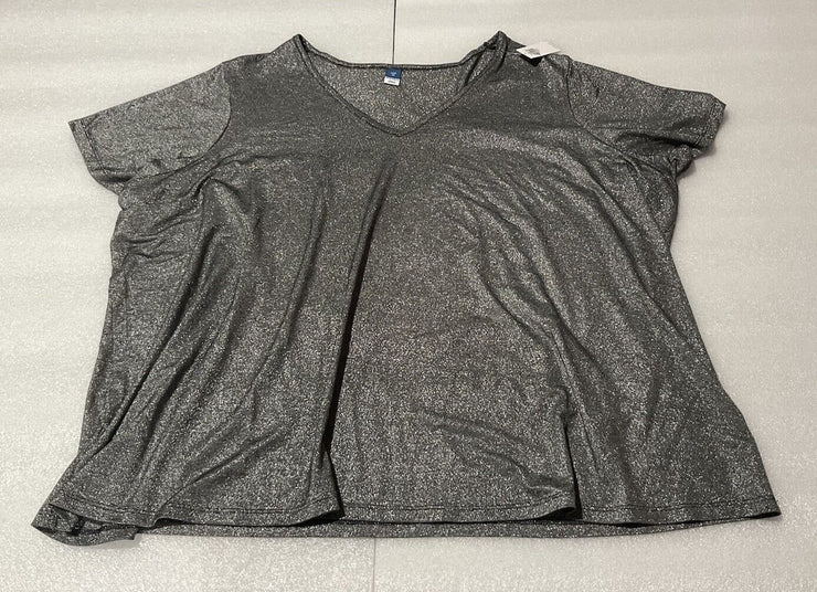 Women’s Old Navy Silver Metallic T-Shirt Size 3X