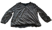JM Collection Grey Velour Leopard Long Sleeve Blouse Size 4X