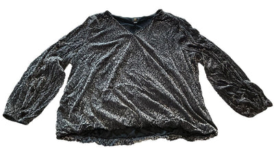 JM Collection Grey Velour Leopard Long Sleeve Blouse Size 4X