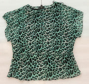INC Women’s Green Teal Leopard Top SIZE 2X